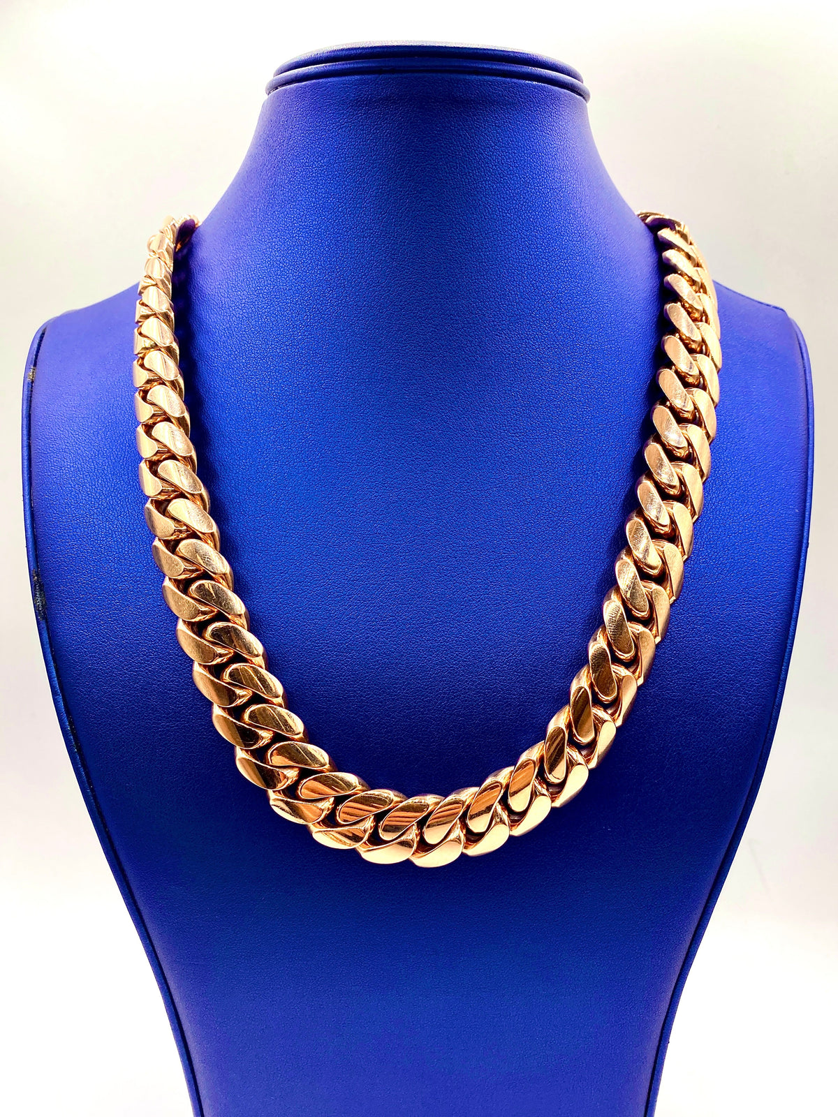 14K Solid Rose Gold Cuban Chain 16.3mm 21 in - additional product view 2