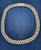 14K 18.6mm Rose Gold and White Gold Two-Tone Cuban Diamond Chain 25 in - additional product view 4