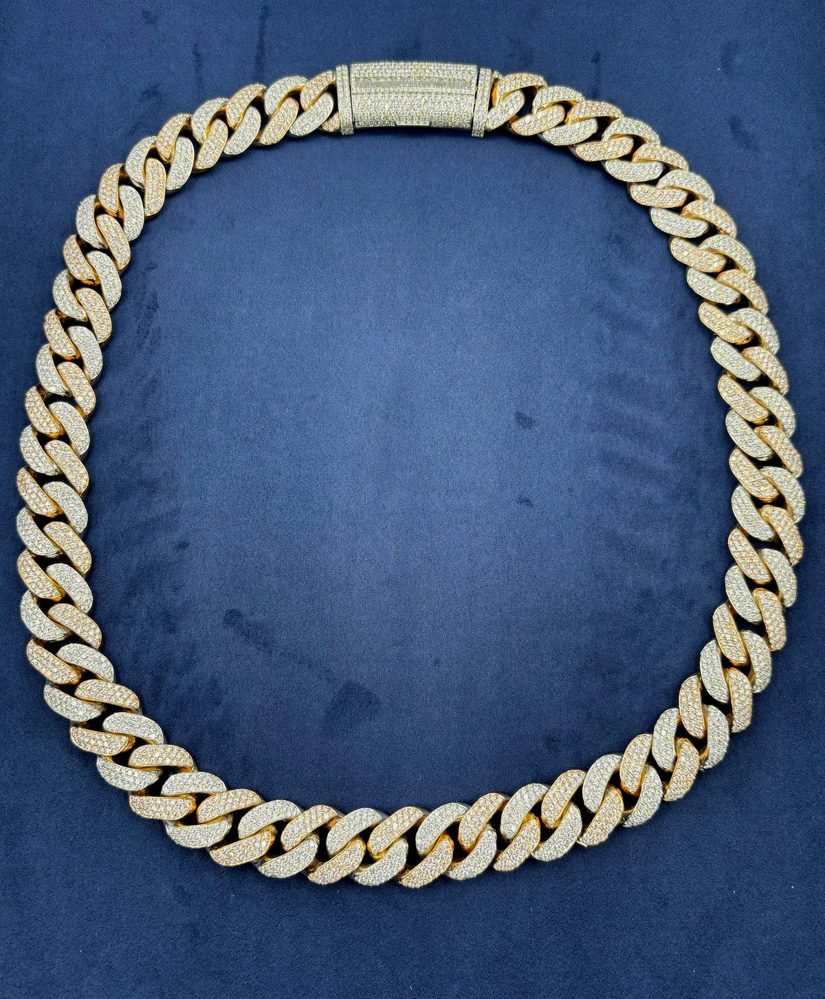 14K 18.6mm Rose Gold and White Gold Two-Tone Cuban Diamond Chain 25 in - additional product view 4