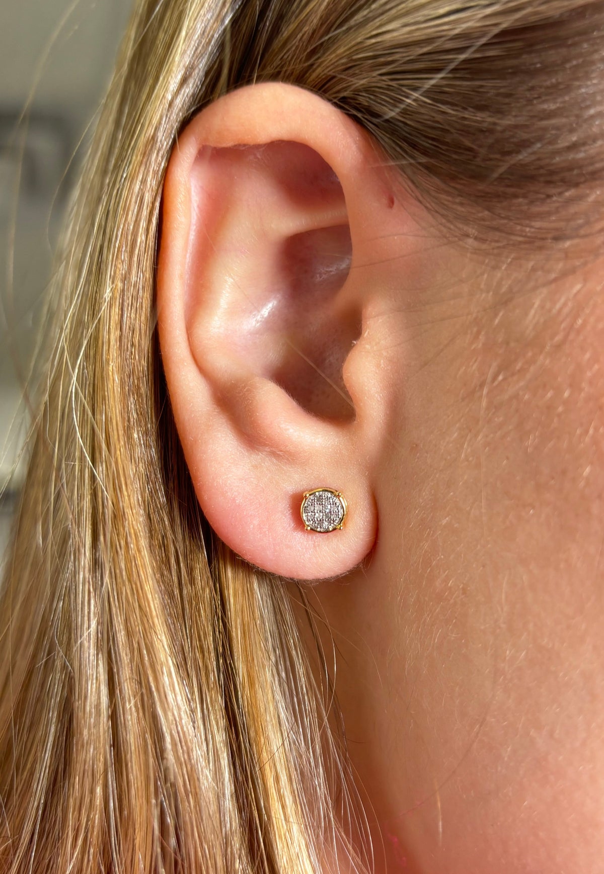 10K Gold Circle Cookie Diamond Earrings - additional product view 3