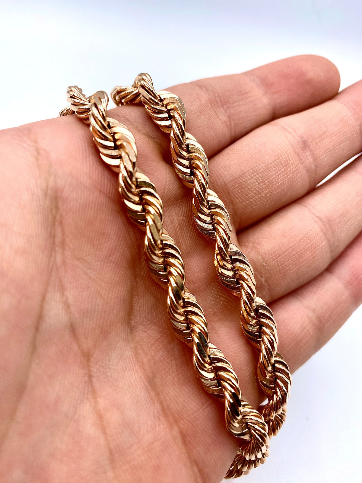 14K Solid Rose Gold Rope Chain 7mm 24 in - additional product view 4