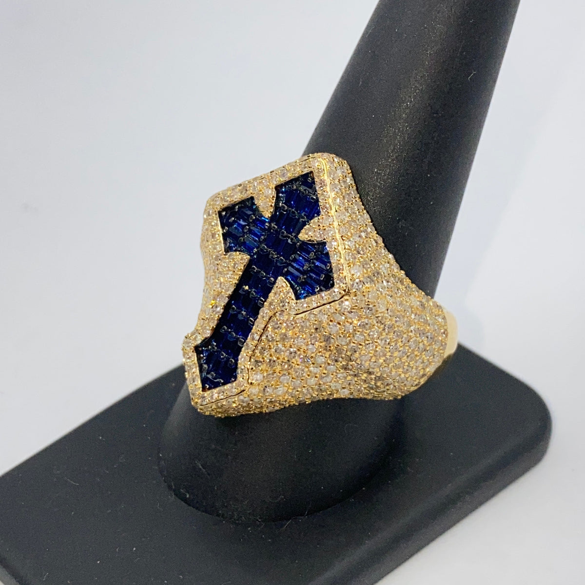 14K Gold Royal Cross Chrome Diamond Baguette Ring - additional product view 23