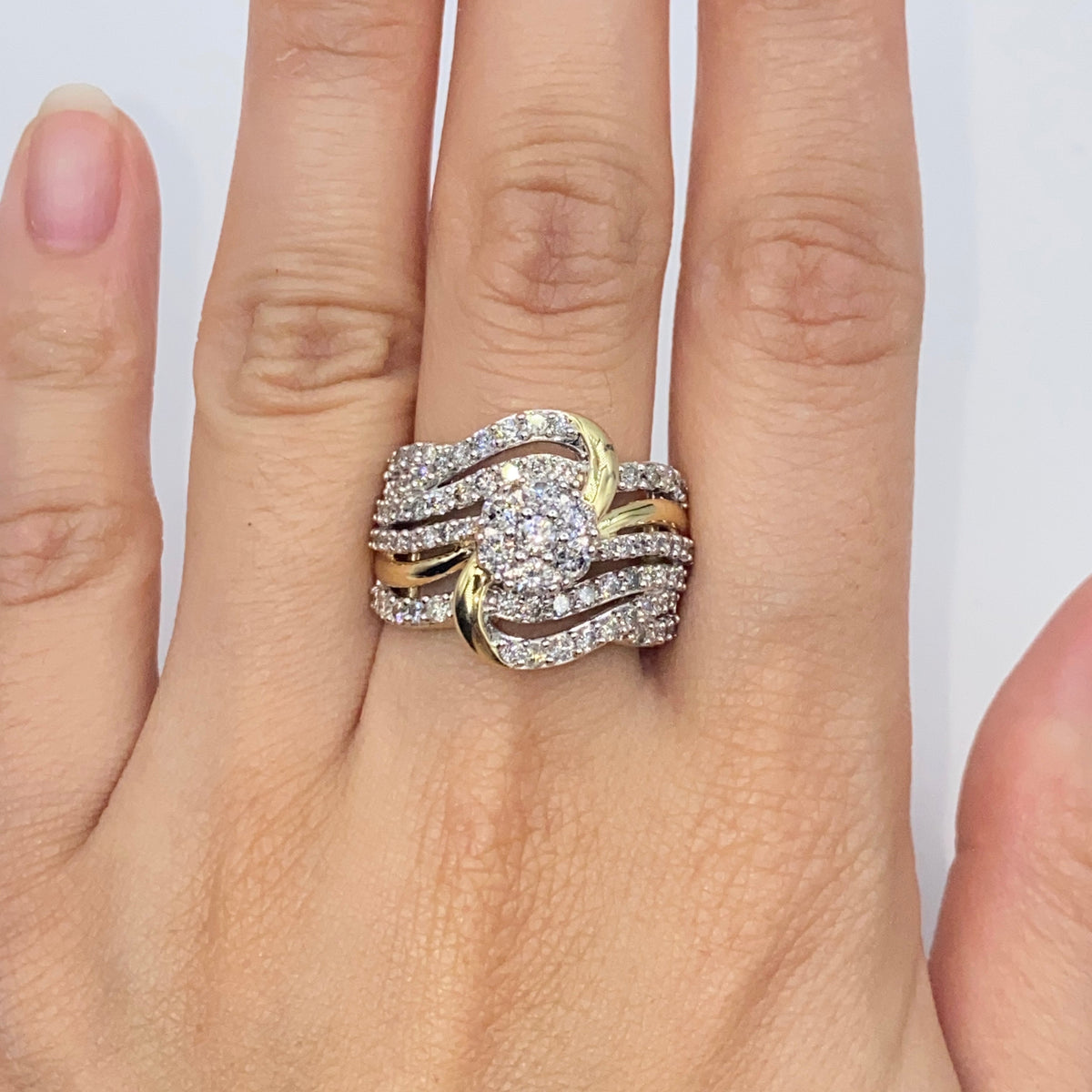 10K Gold Ribbon Diamond Flower Ring - additional product view 2