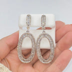 14K Gold Circle Hanging Diamond Baguette Earrings - additional product view 2