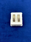14K Gold Small Baguette Ladder in and Out Hoop Diamond Earrings in yellow gold - close-up product photo