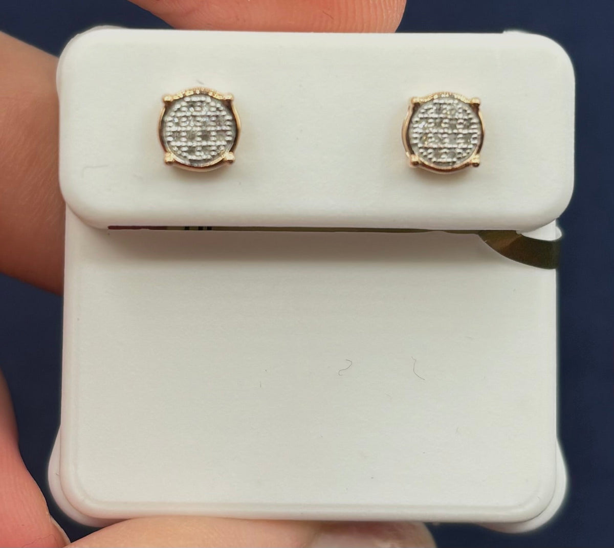 10K Gold Circle Cookie Diamond Earrings - additional product view 8