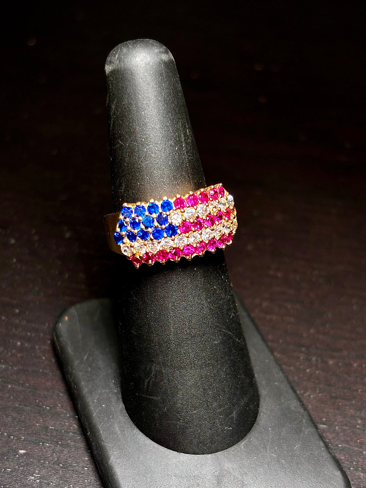 14K Gold United States Flag CZ Ring - additional product view 3