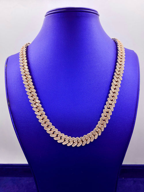 10K 12M Yellow Gold Baguette Cuban Diamond Chain 21 in - additional product view 2