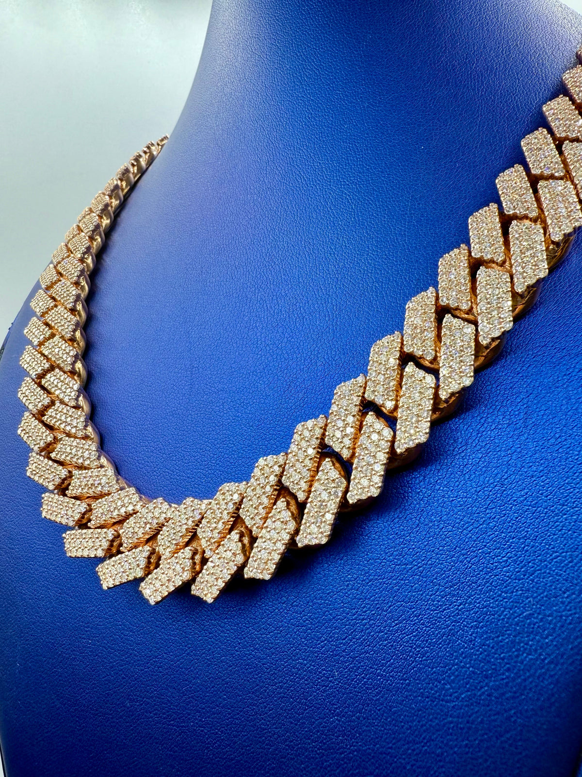 14K Jumbo Rose Gold Bust-Down Diamond Cuban Chain - additional product view 3