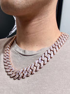 14K 18.5mm Rose Gold Baguette Cuban Diamond Chain 22 in - additional product view 7