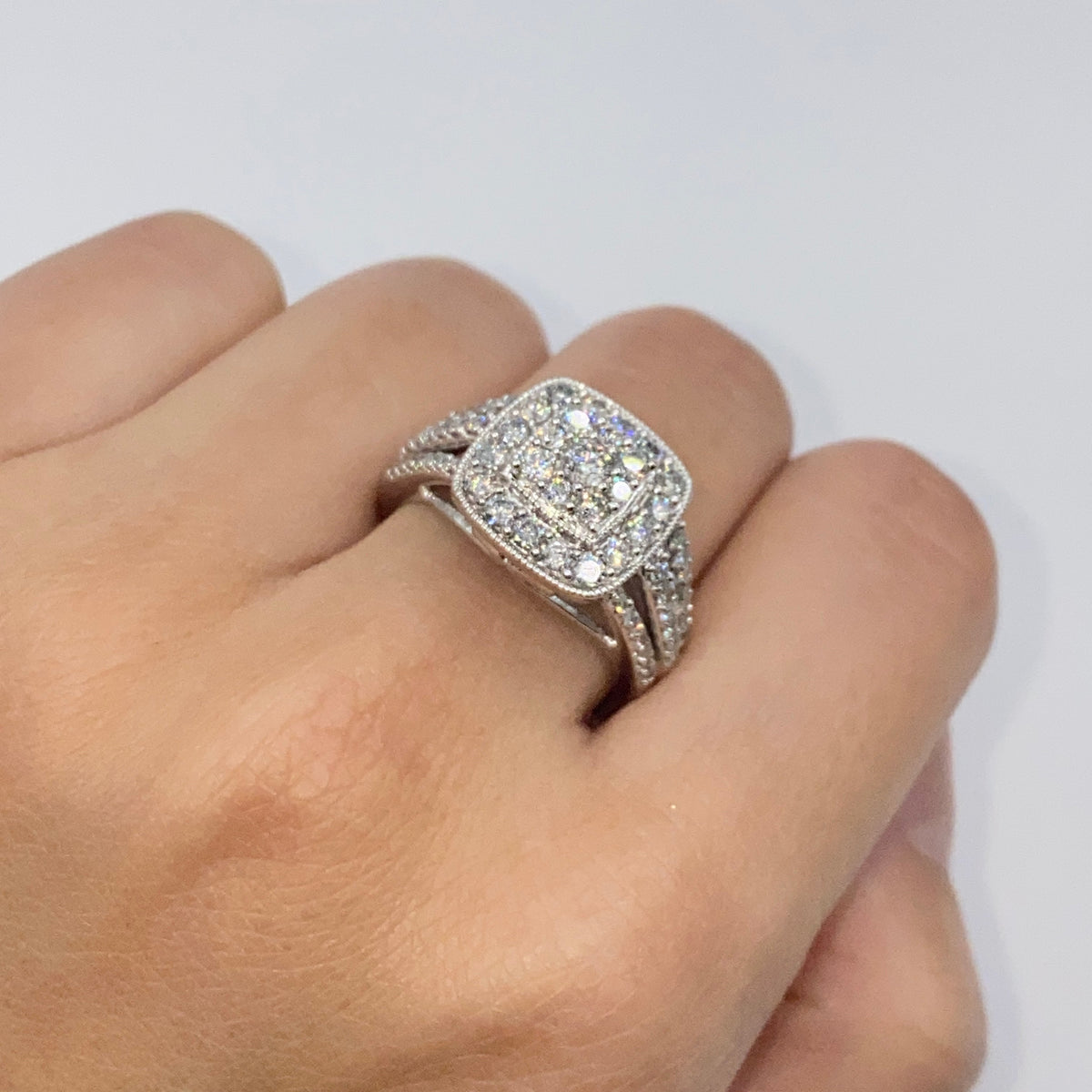 10K Gold Rounded Square Diamond Ring - additional product view 3