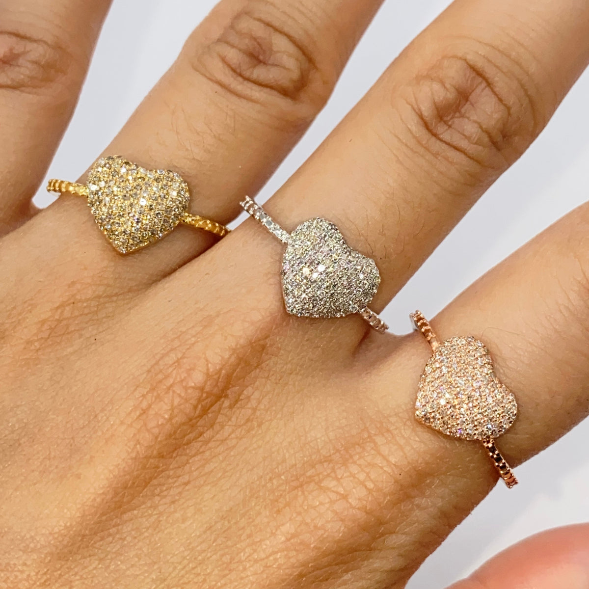 14K Gold Pave Heart Diamond Engagement Ring - additional product view 3