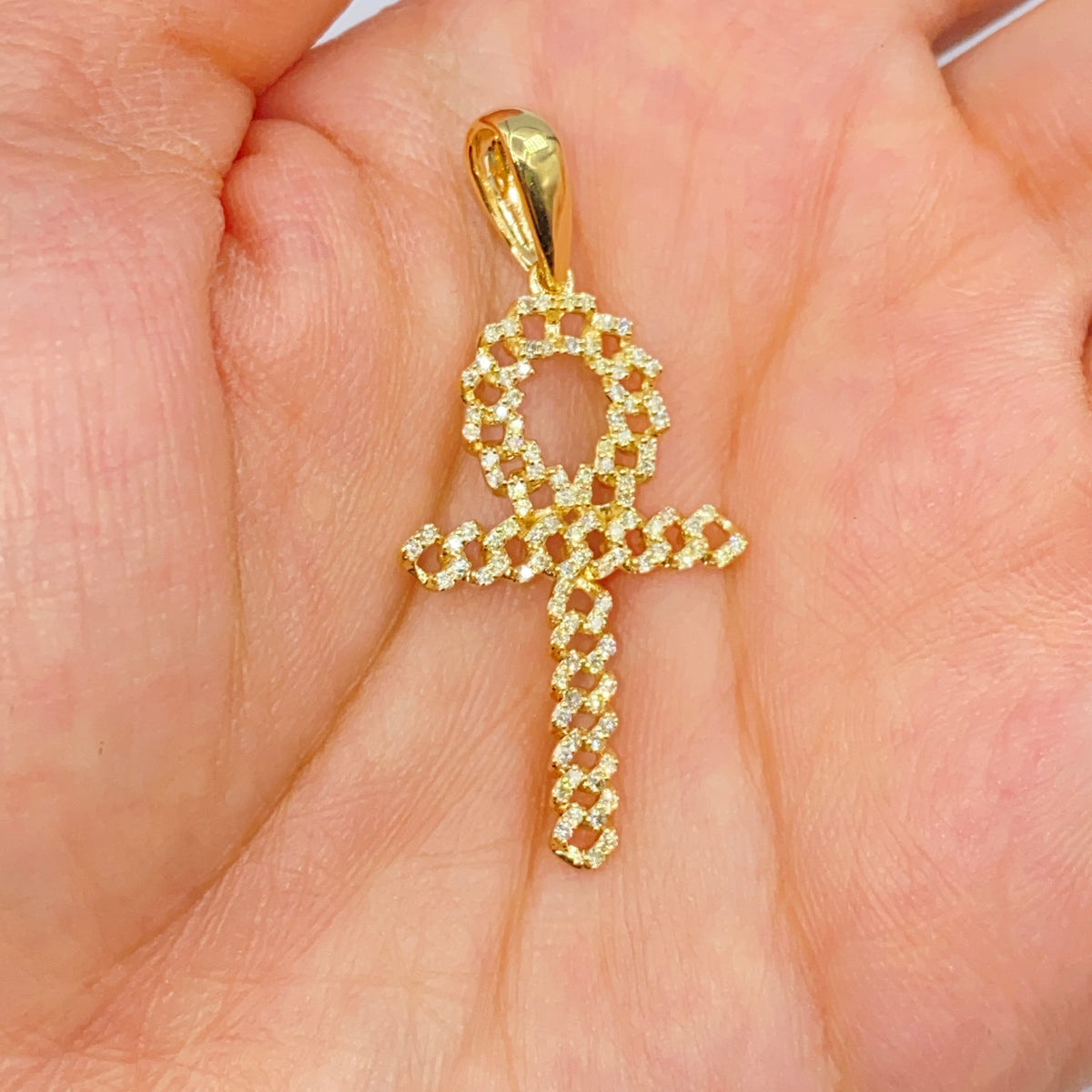 14K Gold Ankh Diamond Pendant - additional product view 2