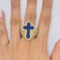 14K Gold Royal Cross Chrome Diamond Baguette Ring in yellow gold, Medium - close-up product photo