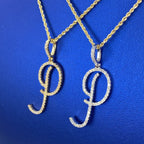14K Gold Small Initial Letter Script Diamond Pendant Full Collection - additional product view 38
