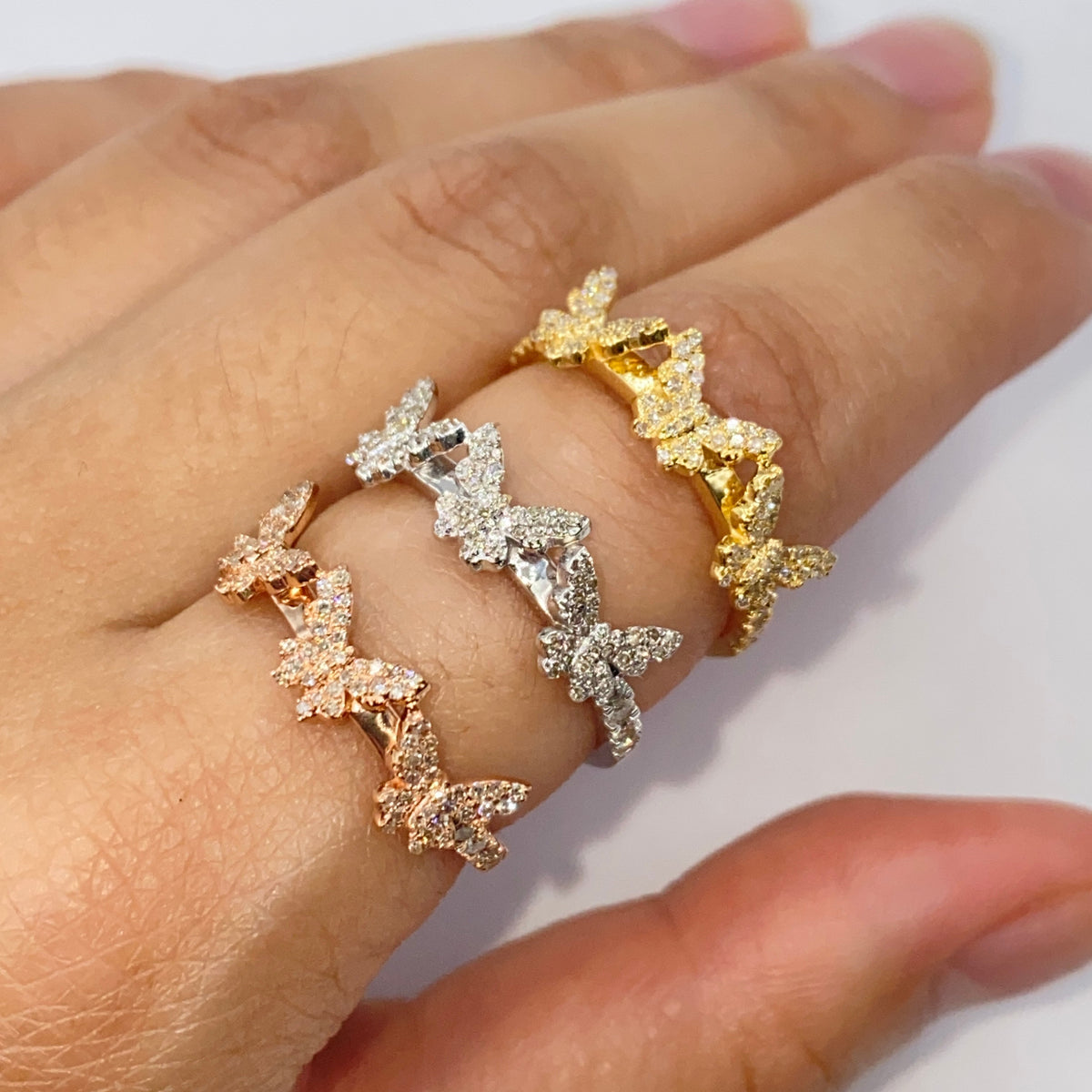 14K Gold Hashira Butterfly Diamond Ring - additional product view 2