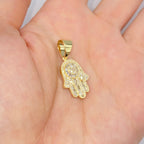 14K Gold Hamsa Diamond Baguette Pendant - additional product view 3
