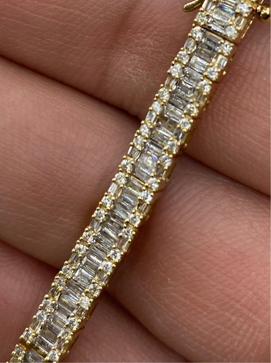 14K Gold 4.5mm Tennis Diamond Baguette Bracelet 8 in - additional product view 4