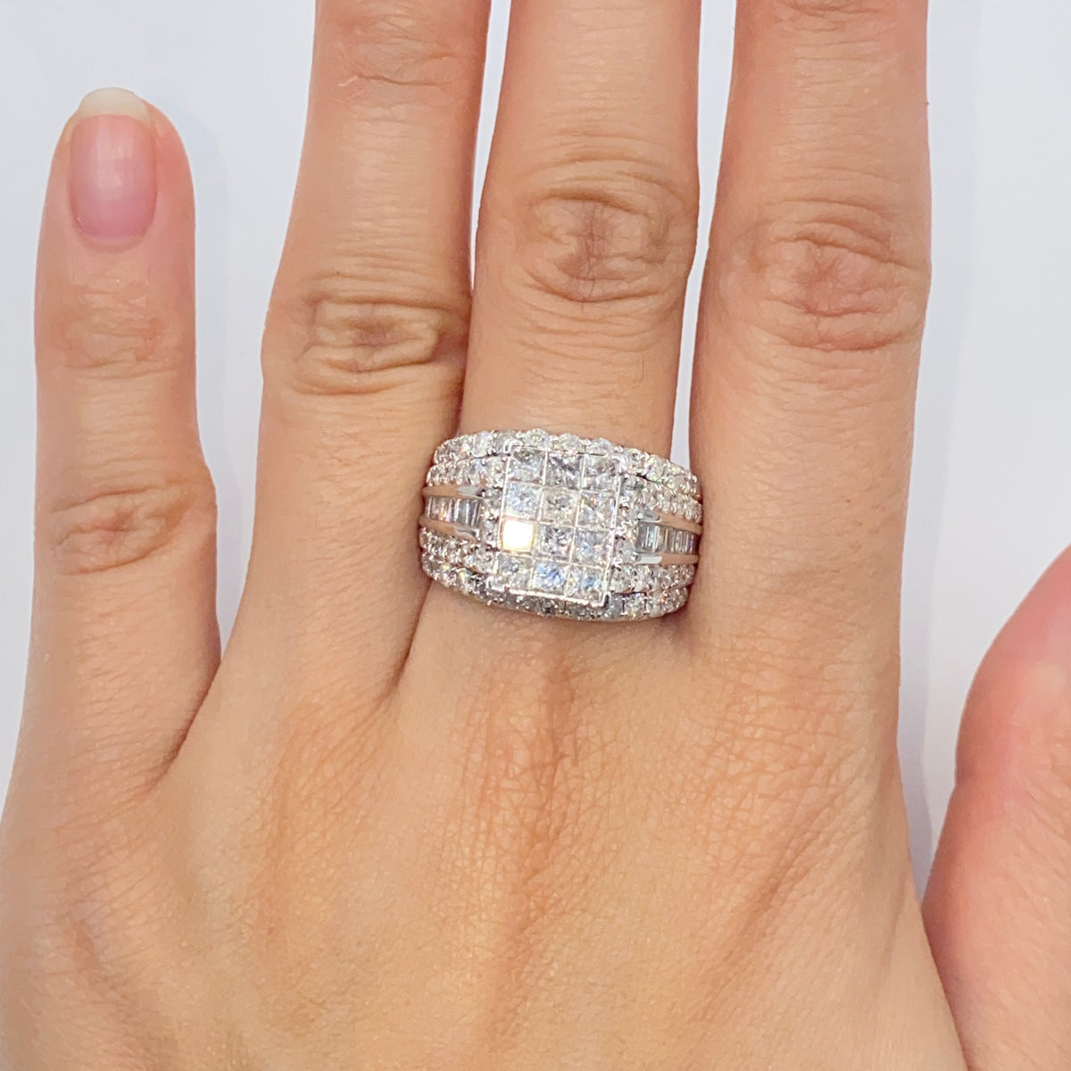 10K Gold Rectangle Princess Cut Diamond Baguette Ring - additional product view 2