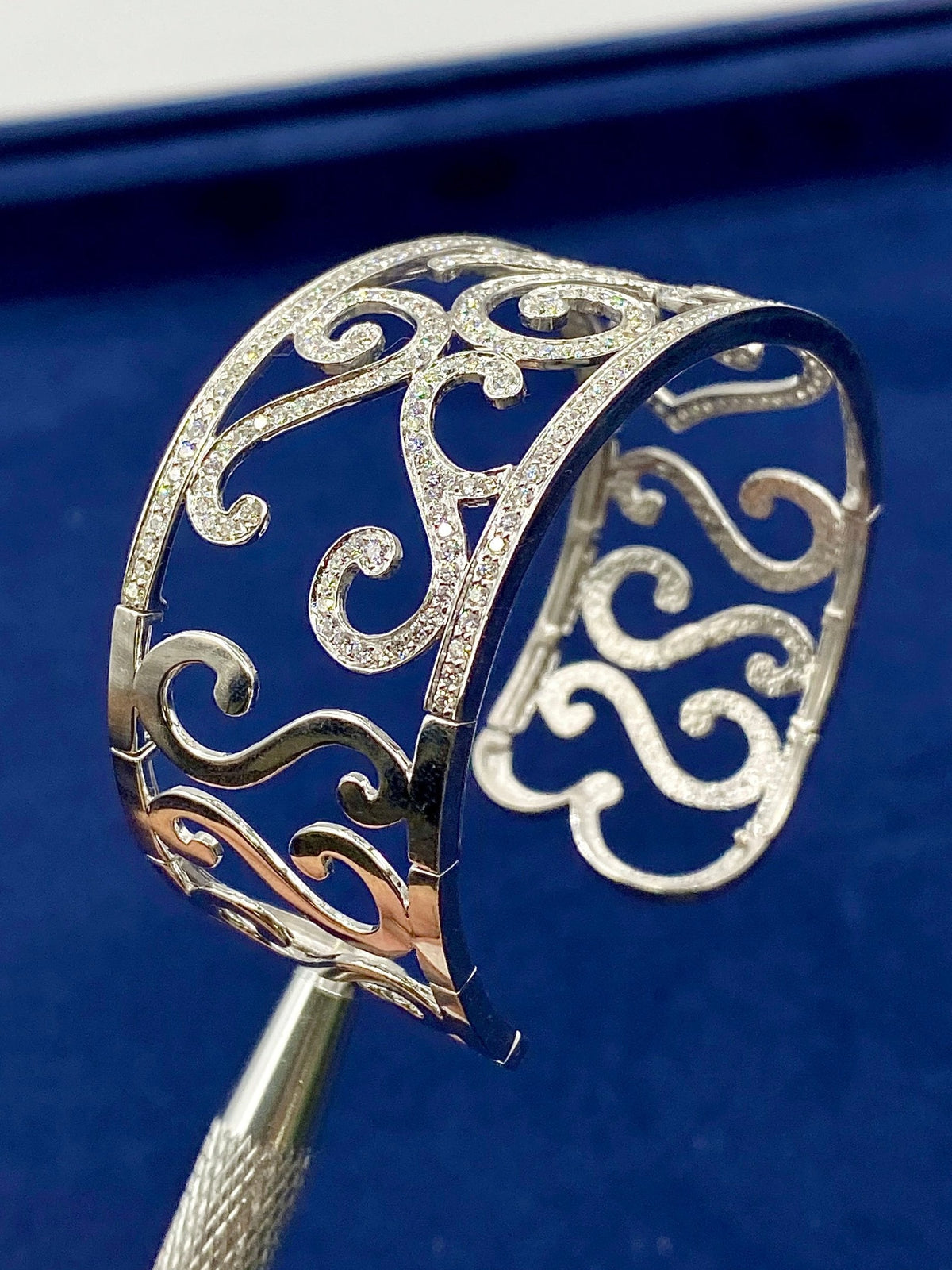 14K Gold Swirl Cuff Diamond Bracelet - additional product view 5