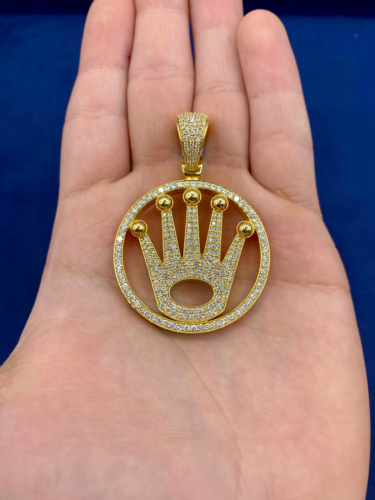 14K Gold Diamond Luxury Crown Pendant - additional product view 2