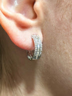 14K Gold Small Baguette Ladder in and Out Hoop Diamond Earrings - additional product view 5