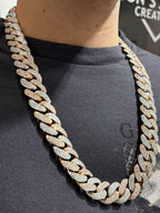 14K 18.6mm Rose Gold and White Gold Two-Tone Cuban Diamond Chain 25 in - additional product view 9