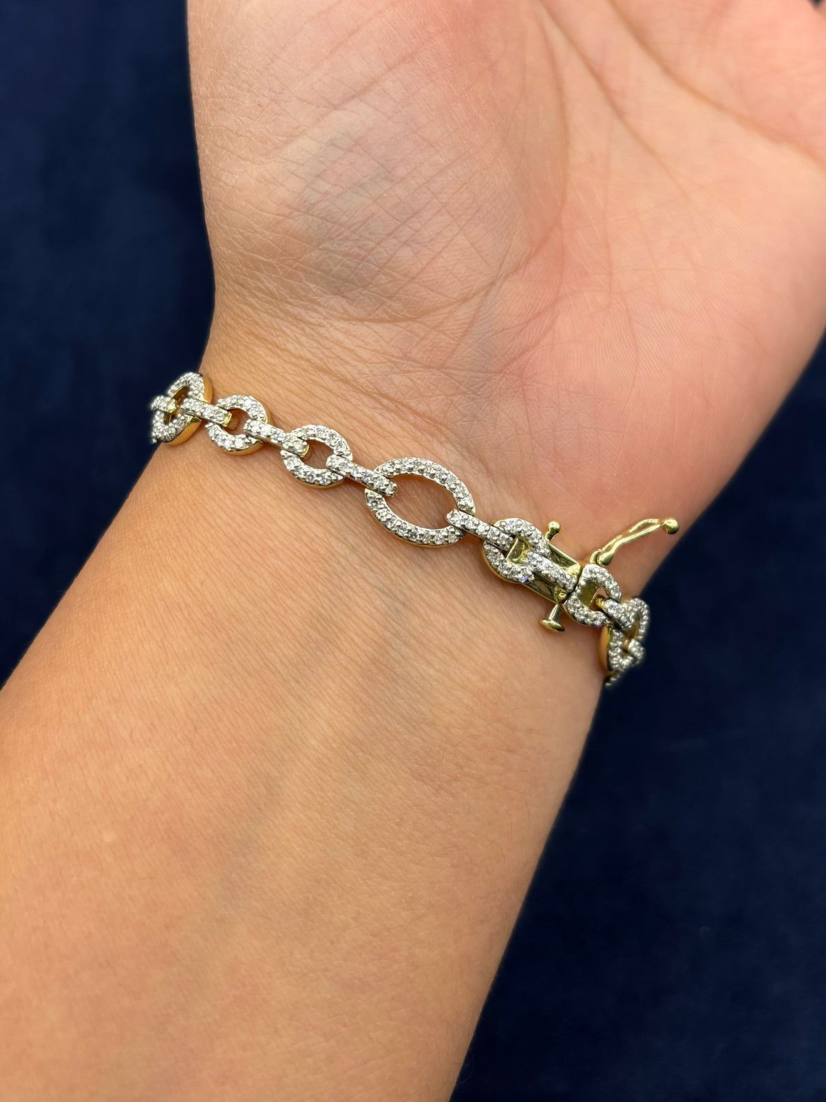 14K Gold Oval Link Diamond Bracelet - additional product view 3