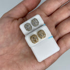 14K Gold Large Rectangle Rounded Halo Diamond Baguette Earrings - additional product view 2
