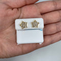 14K Gold Large Star Stacked Diamond Baguette Earrings in yellow gold - close-up product photo