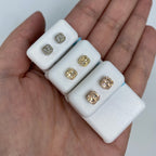 14K Gold Square Rounded Diamond Baguette Rows Earrings - main product photo