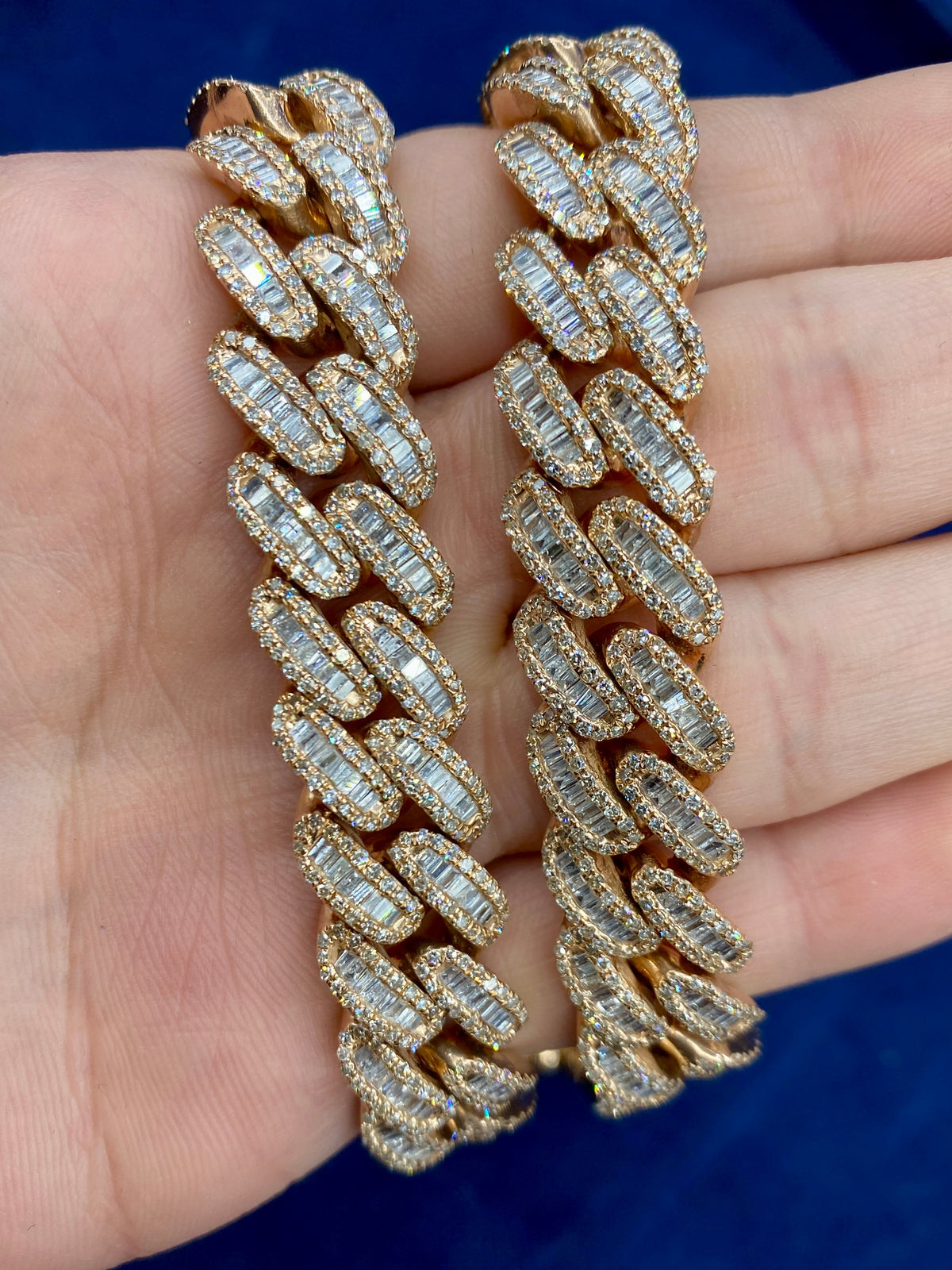 14K Rose Gold Jumbo Baguette Diamond Cuban Chain 14.2mm - additional product view 4