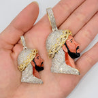 10K Gold Jesus Head Enamel Diamond Pendant - additional product view 3