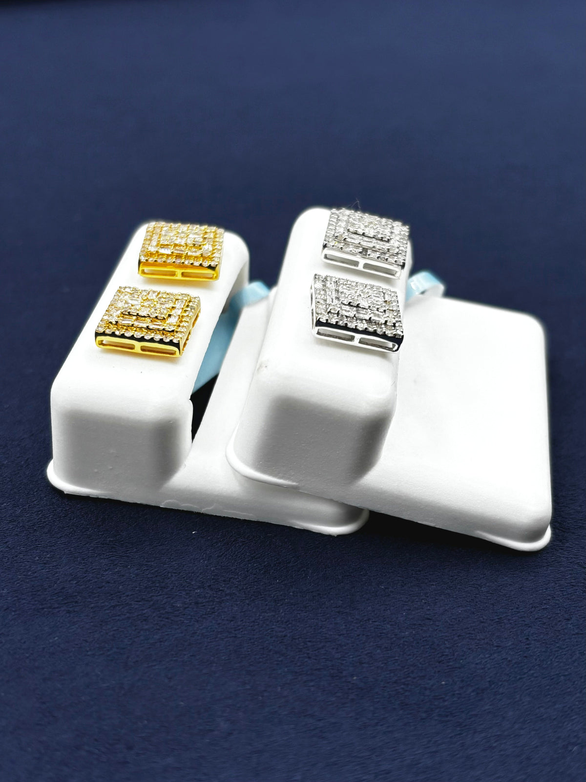 14K Gold Square Diamond Earrings .93 CT - additional product view 4