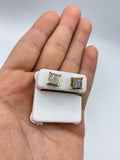 10K Gold Jumbo Castle Flat Studded Diamond Earring in yellow gold - close-up product photo