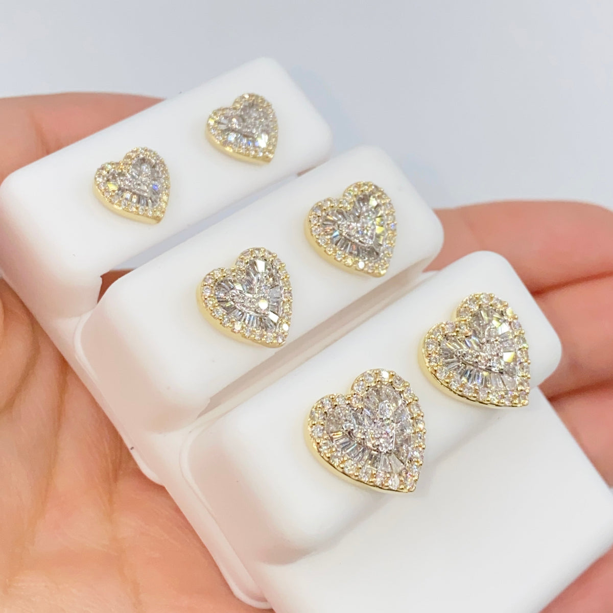 14K Gold Parisian Heart Diamond Baguette Earrings - additional product view 3