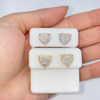 14K Gold Halo Heart Iced Diamond Earrings - additional product view 4