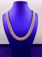 10K Gold 16mm Two-Tone Rose and White Diamond Cuban Chain 22.5 in - additional product view 2