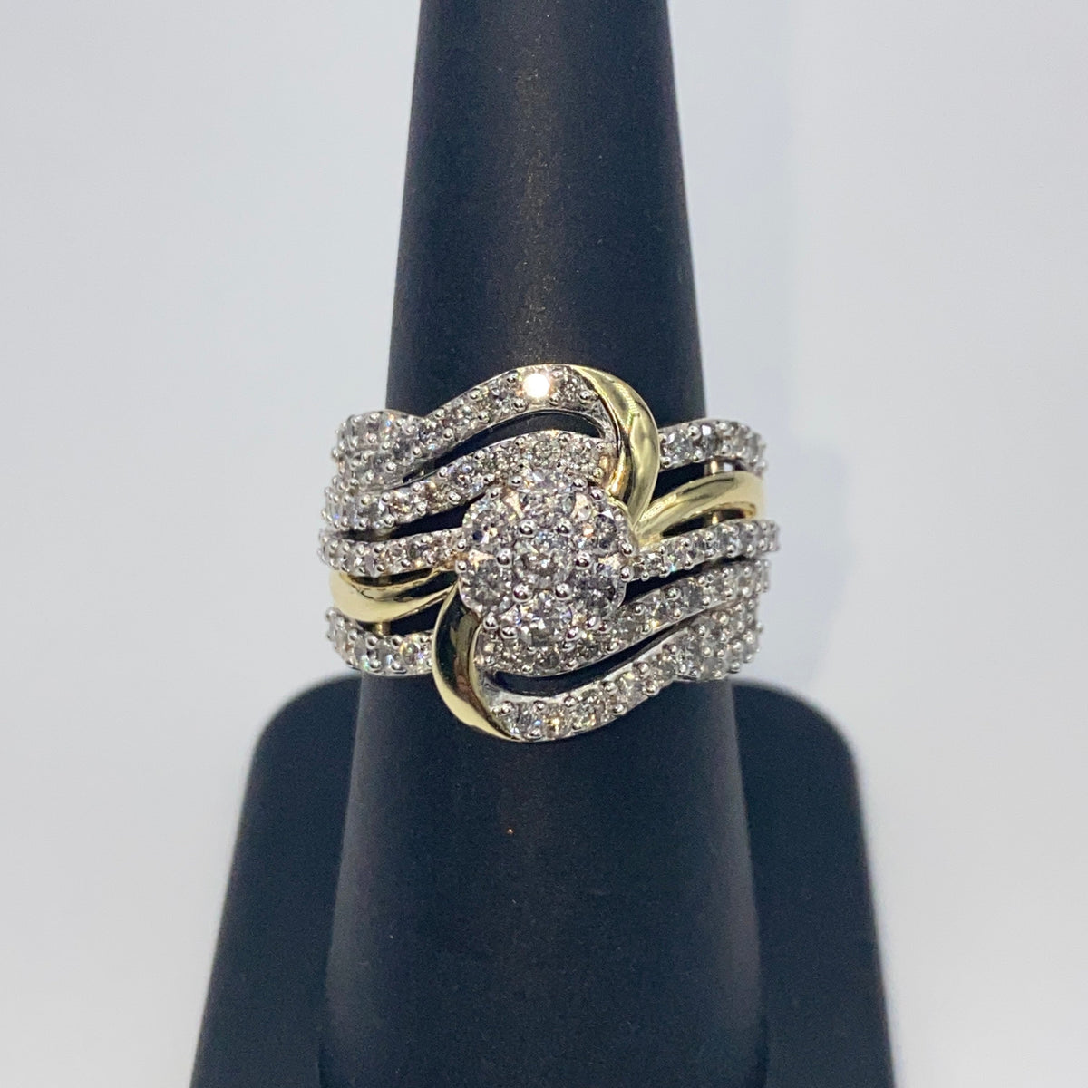 10K Gold Ribbon Diamond Flower Ring - additional product view 5