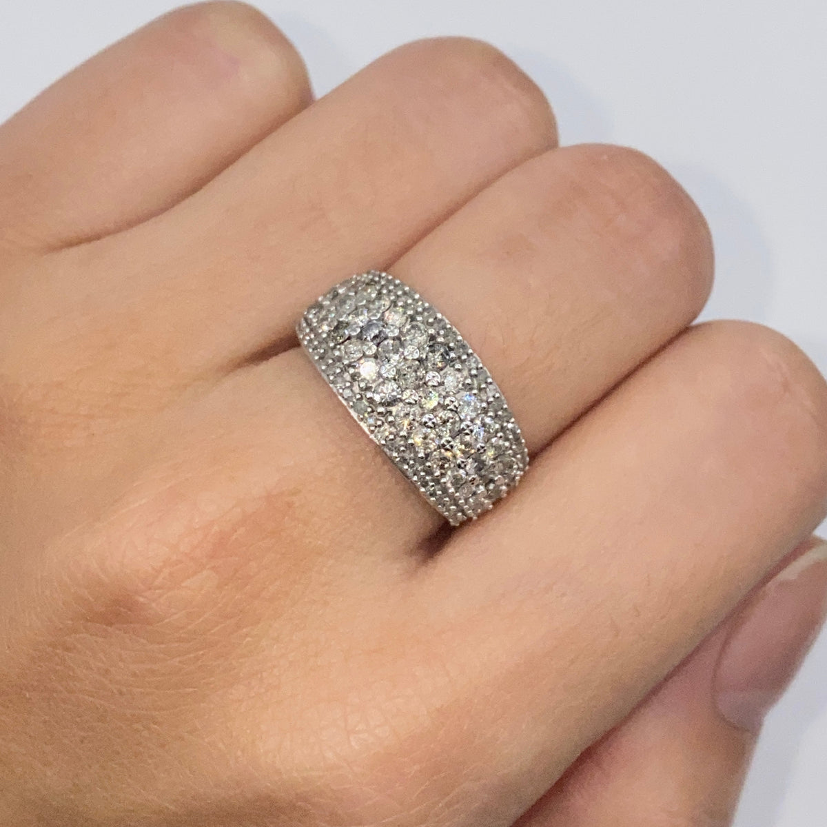 10K Gold Diamond Row Ring Band - additional product view 3