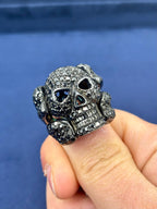 14K Gold Black Diamond Skull and Bones Ring - additional product view 7