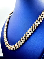 14K 12.3mm Rose and White Gold Cuban 20 in Diamond Chain - additional product view 3