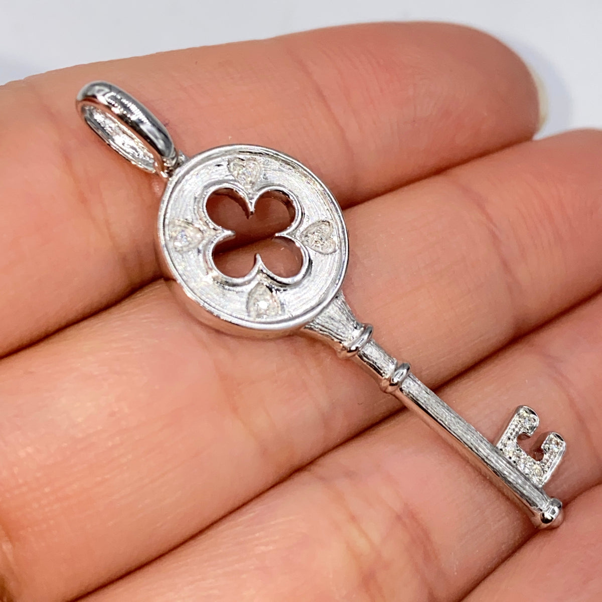14K Gold Key Diamond Pendant - additional product view 3
