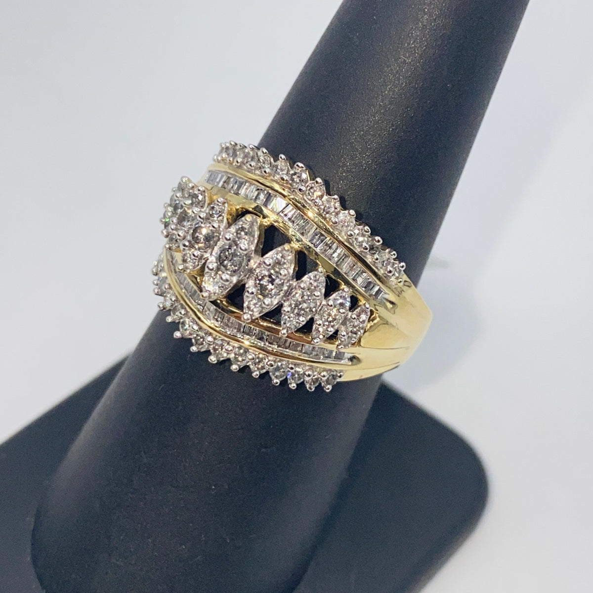 10K Gold Diamond Baguette Crown Ring - additional product view 6