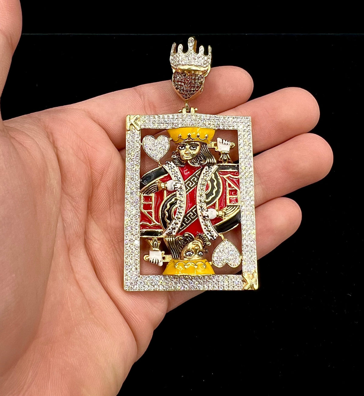 10K Gold Custom Jumbo King of Hearts Diamond Pendant - additional product view 2