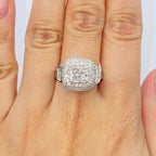 10K Gold Large Stone Center Diamond Square Halo Engagement Ring - additional product view 2