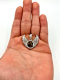 10K Gold Raised Wing Photo Diamond Pendant in white gold - close-up product photo