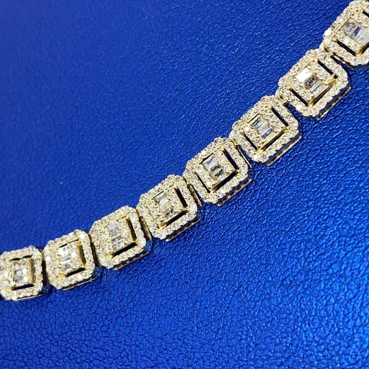 10K Gold 6mm Square Diamond Baguette Tennis Chain 18 in - additional product view 6