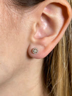 10K Gold Thick Circle Gap Diamond Earrings - additional product view 2