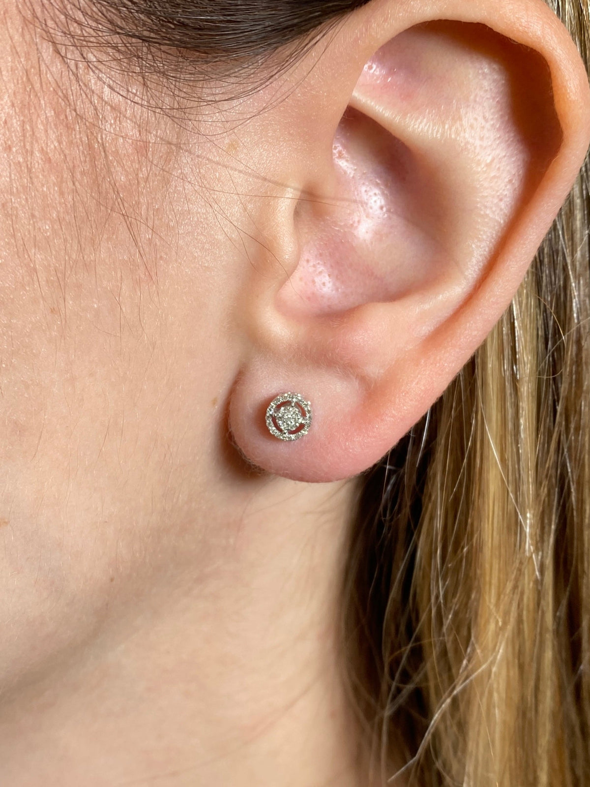 10K Gold Thick Circle Gap Diamond Earrings - additional product view 2